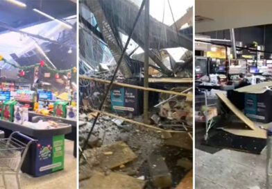 Teto de supermercado desaba com chuva de granizo em Barueri, na Grande SP